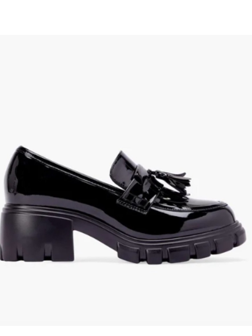 JustFab JF Sofia Faux Patent Black Leather Oxford Loafers Women's Size 7.5